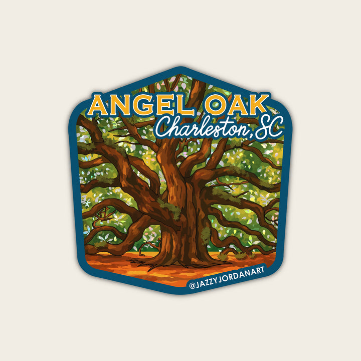 Angel Oak Tree Sparkly Sticker