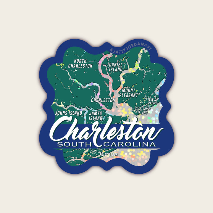 Charleston Map Sparkly Sticker