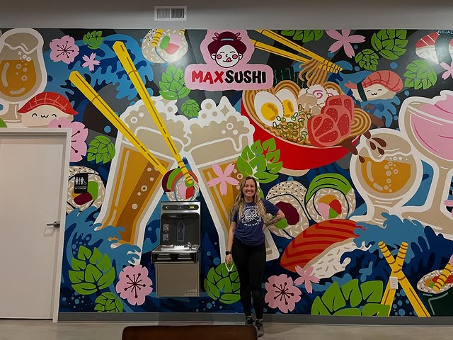 Colorful custom mural by Jazzy Jordan for Crafthouse North in Mount Pleasant, SC