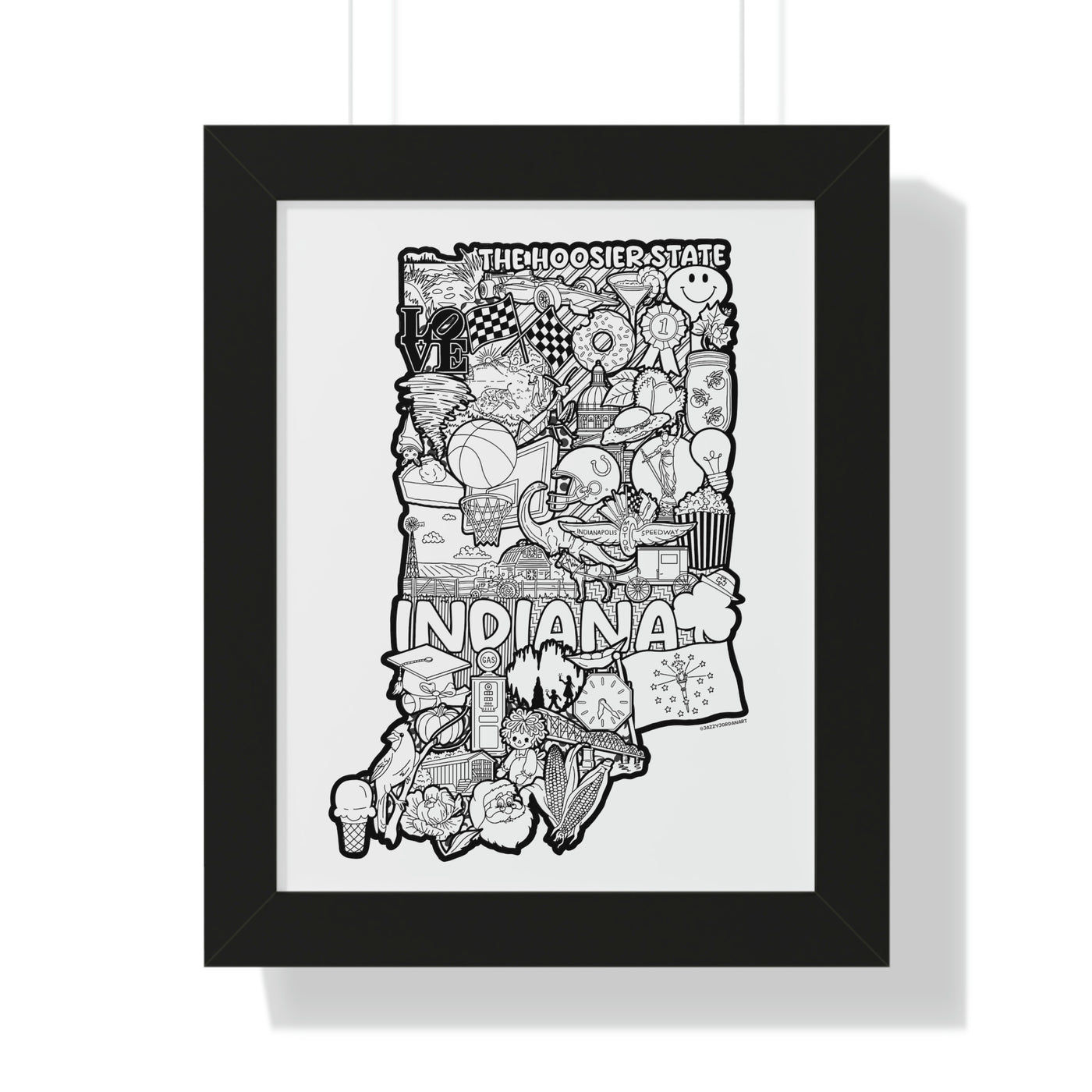 Indiana Doodle Framed Vertical Poster