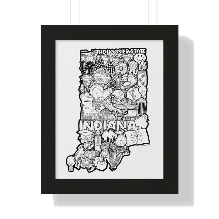 Indiana Doodle Framed Vertical Poster
