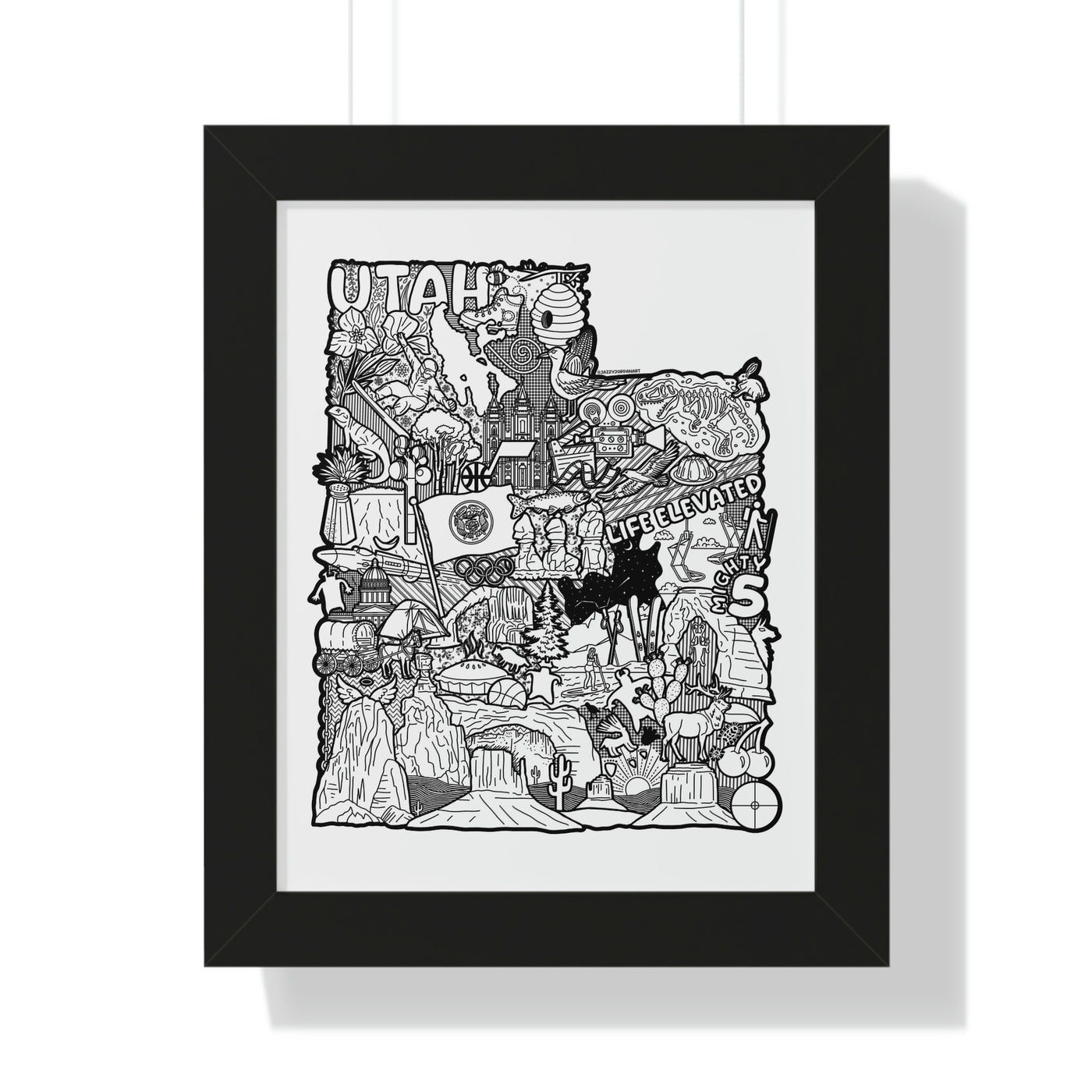 Utah Doodle Framed Vertical Poster