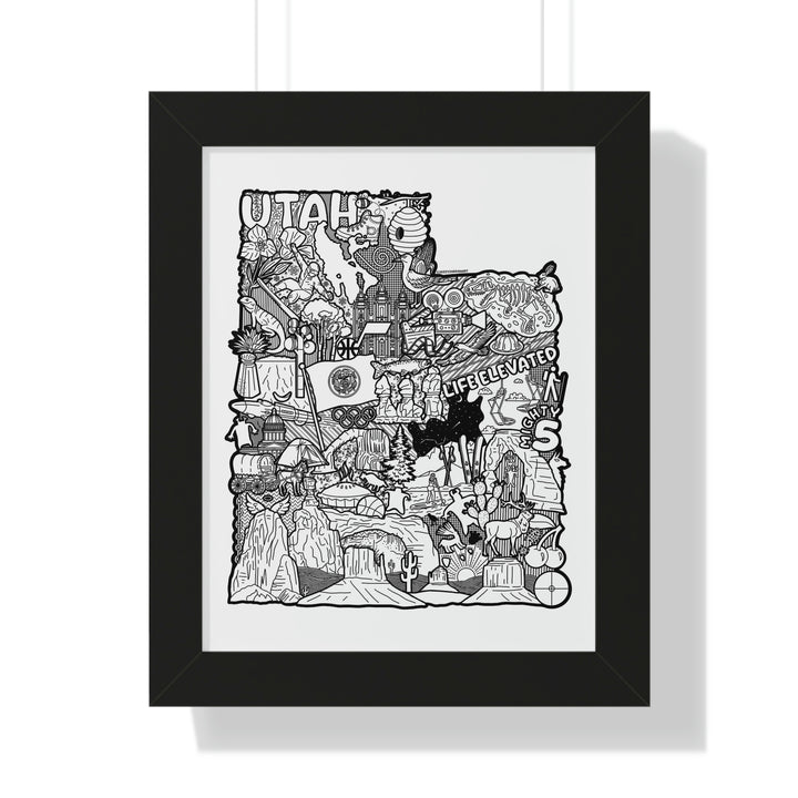 Utah Doodle Framed Vertical Poster
