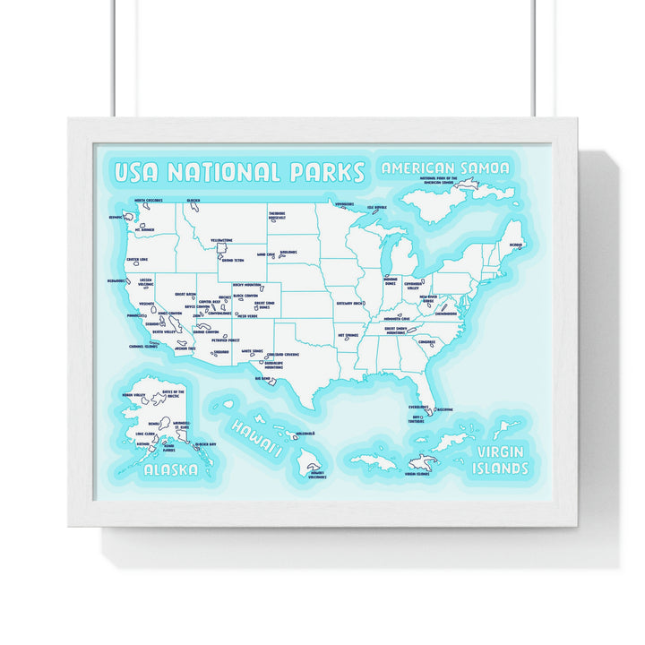 Coloring Poster USA National Park/State Map Premium Framed Horizontal Poster