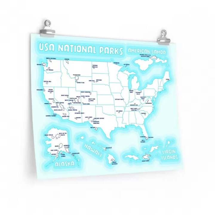 Coloring Page USA States/National Parks Premium Matte Horizontal Posters